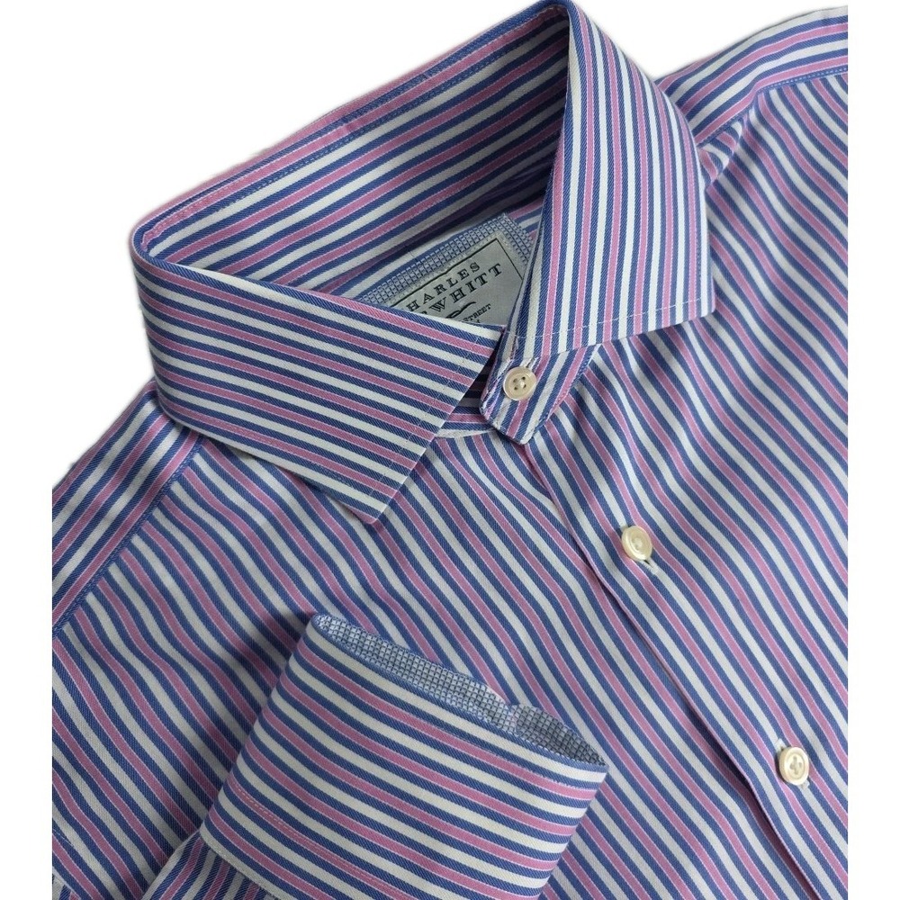 Charles Tyhwhitt Jermyn Street London Non Iron Slim Fit Dress Shirt 15.5 STRIPED